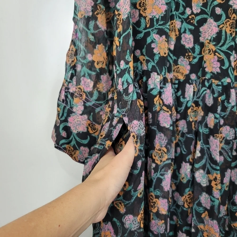 NWT Free People See It Through Floral Pleated Boho Maxi Dress Size Small - Picture 8 of 15